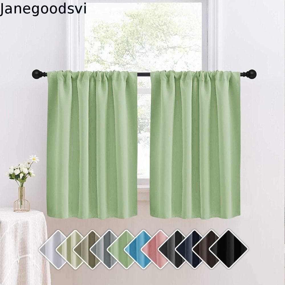 Cortina Blackout Curta JANEGOODSVI , Cortinas Laváveis De Cor Pura De Camada , Para Tratamento De Janelas Pequenas