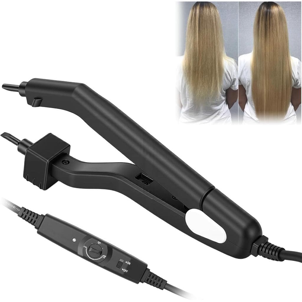 Conector de Cabelo Térmico com Temperatura Ajustável, Ferro de Extensão de Cabelo com Ponta de Aquecimento, Ferramenta d
