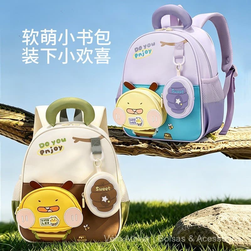 Mochila Escolar Infantil Bonita com Desenhos Animados para Meninos e Meninas, Bolsa de Viagem Leve, Mochila para Criança