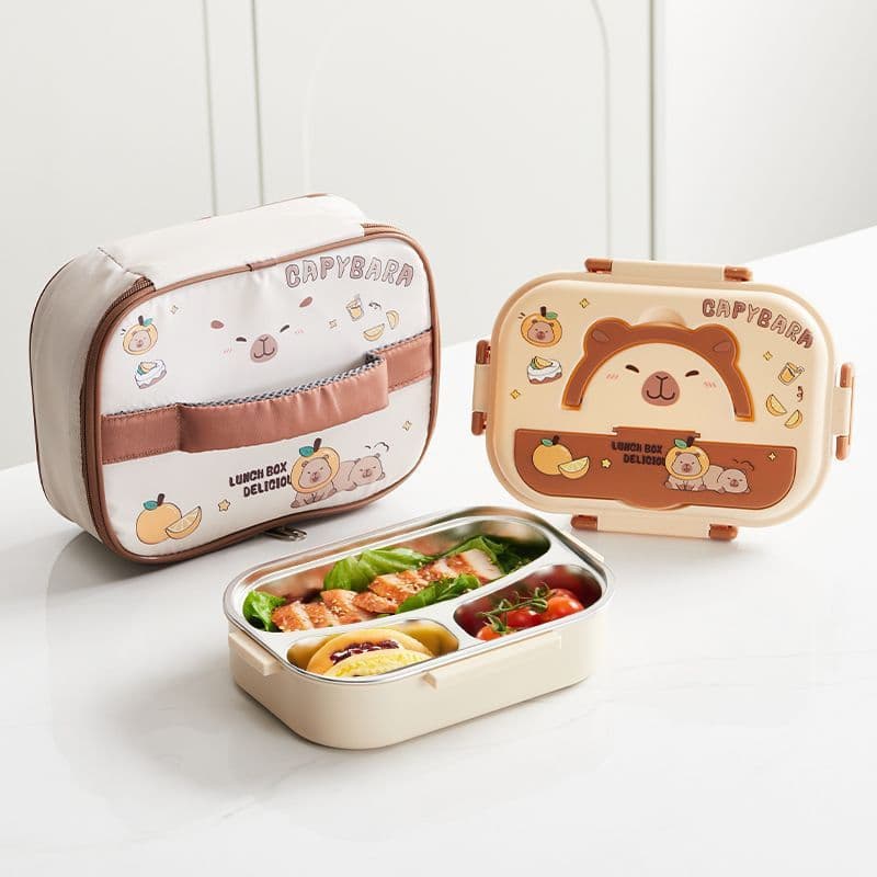 Lancheira de aço inoxidável 316 prato de jantar de desenho animado infantil