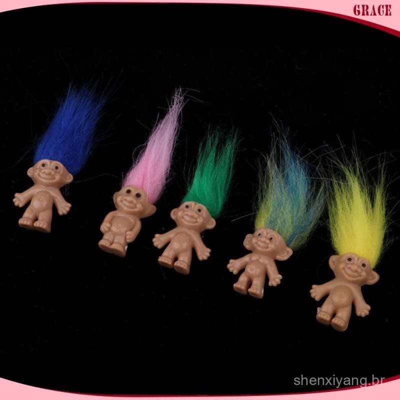 [Grace] 5 Pieces Vintage Lucky Troll Doll Mini Figures Toy Cake Toppers/Party Favors