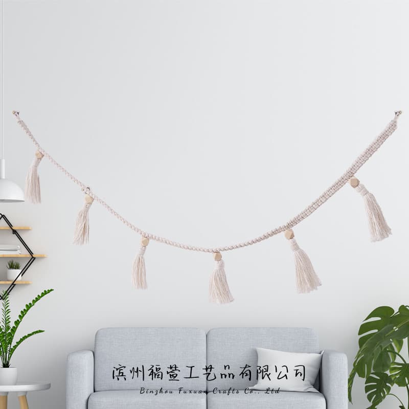 Decoração de parede de corda de algodão estilo nórdico transfronteiriço Decoração de parede de quarto infantil Borla cur