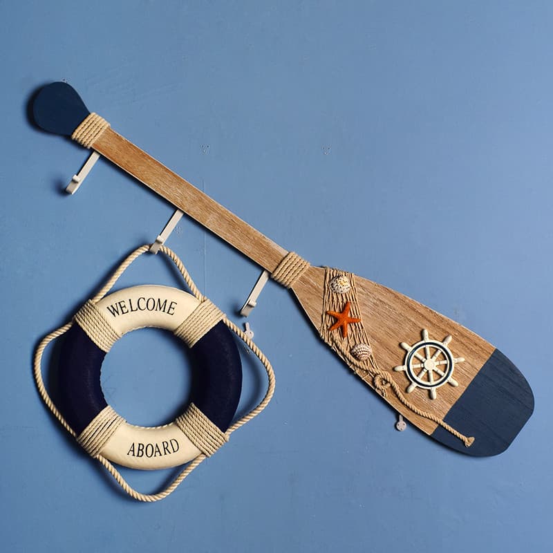 Estilo mediterrâneo Retro angustiado 80CM Paddle gancho decoração de parede pingente crianças Tenant restaurante fundo p