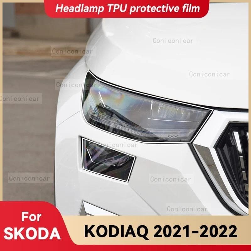 Para SKODA KODIAQ 2021 2022 Farol Do Carro Transparente TPU Capa Protetora Filme Luz Dianteira Matiz Mudança De Cor Ades