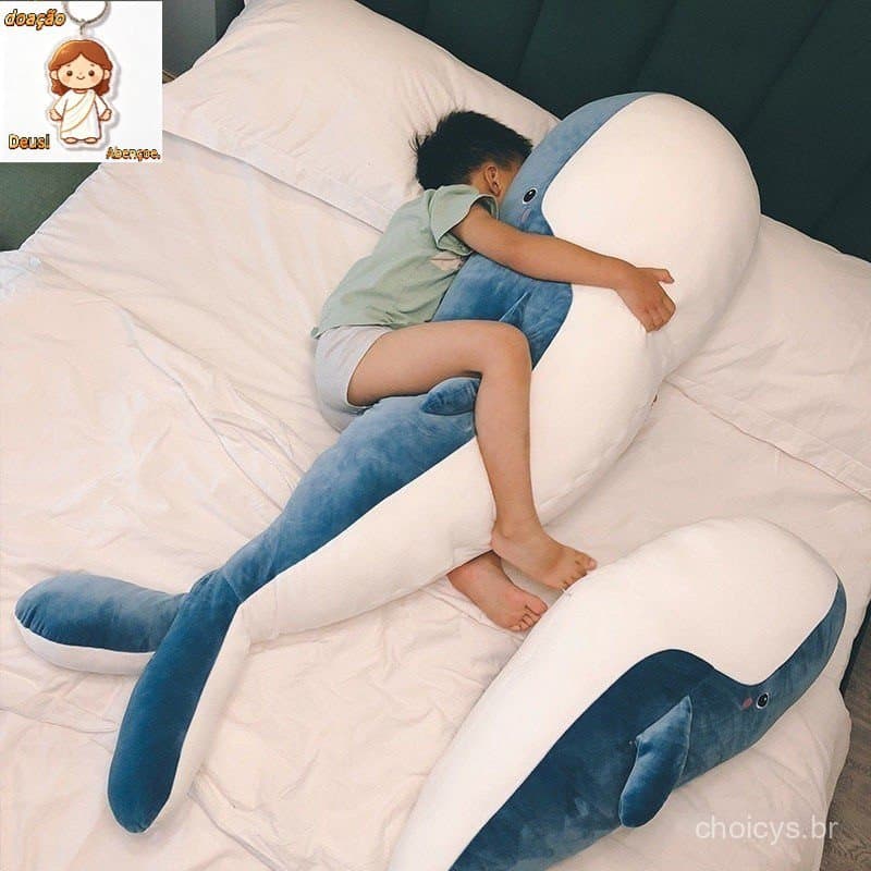 120cm Big Blue Whale Plush Animal, Big Plush Animal, Brinquedo Fofo de Pelúcia de Baleia