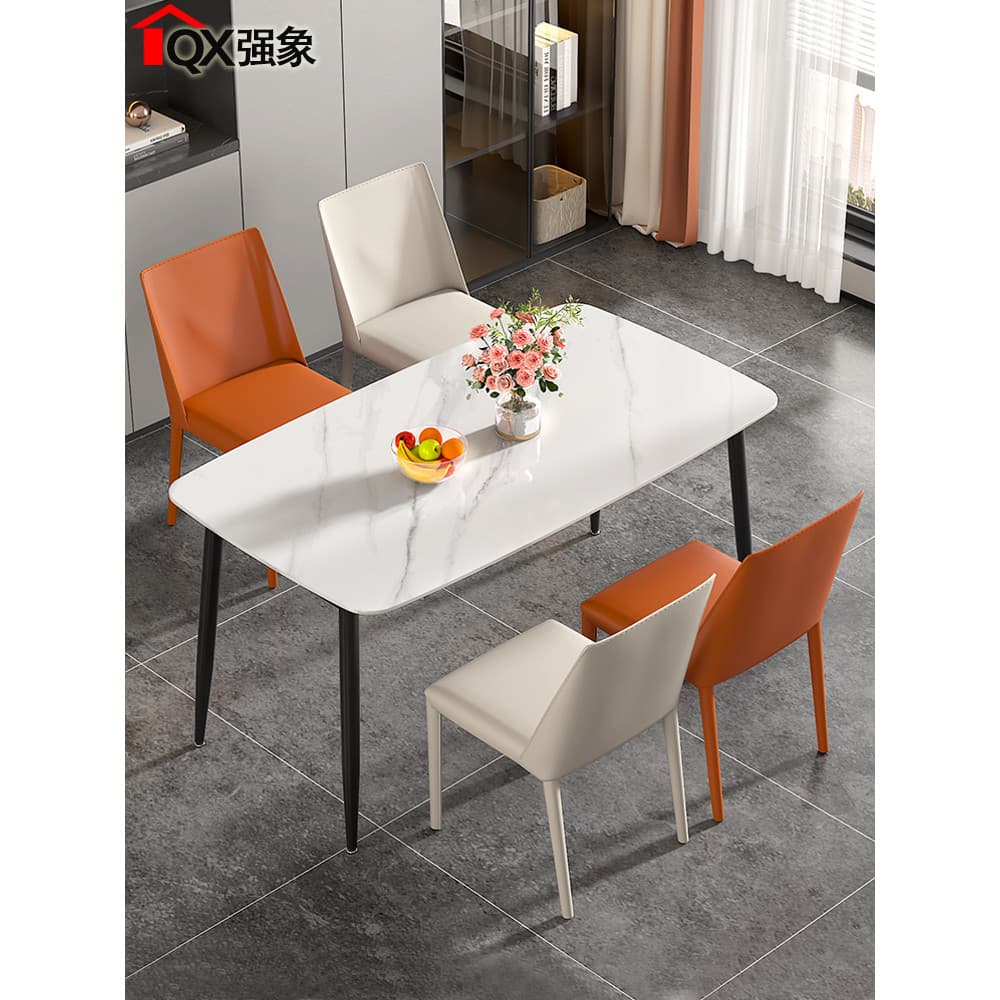 Influenciador italiano placa de rocha mesa jantar cadeira combinação retangular Nordic luz luxo simples casa pequeno apa