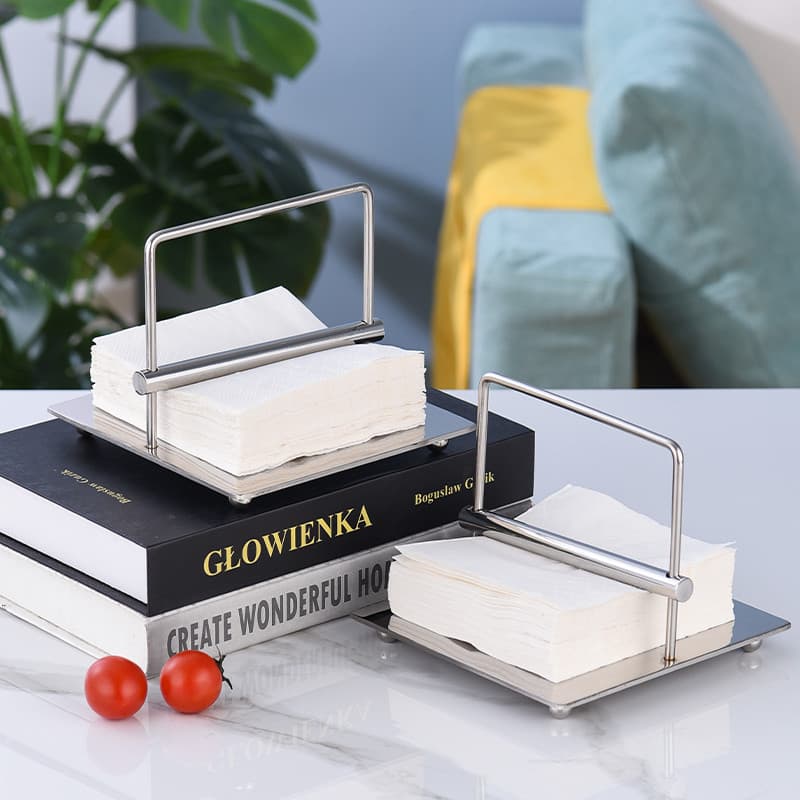 Aço inoxidável engrossado suporte de tecido quadrado pressionando haste guardanapo titular ocidental restaurante leite l