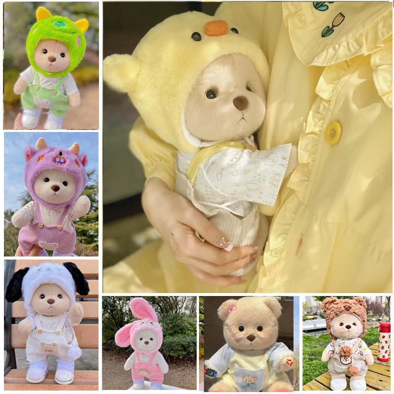Médio 30cm roupas de boneca Lena Guan urso roupas influenciador pequeno pato amarelo macacão terno Animal chapéu + macac