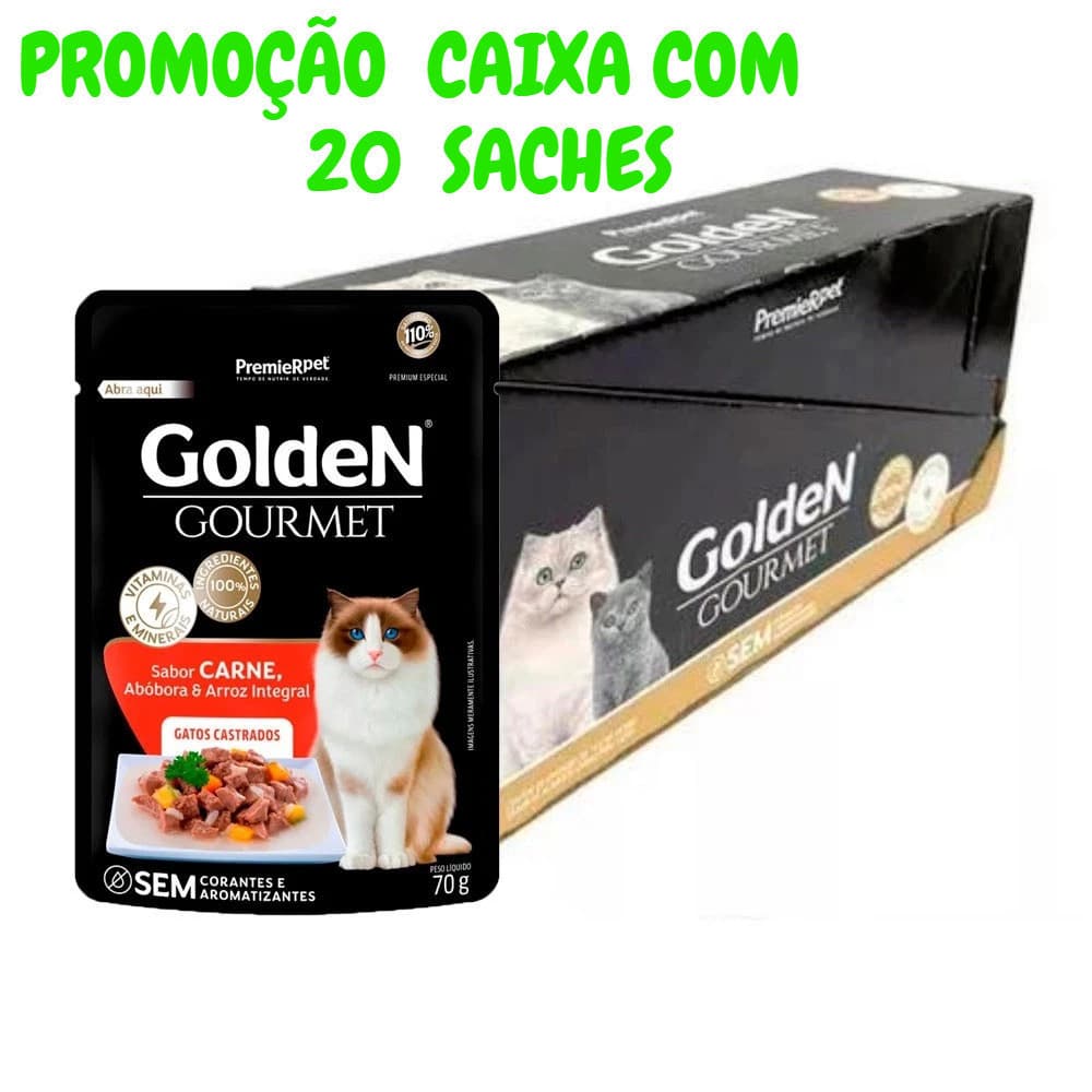 Sache Golden  Gatos Castrados Carne 70g - 20 Un