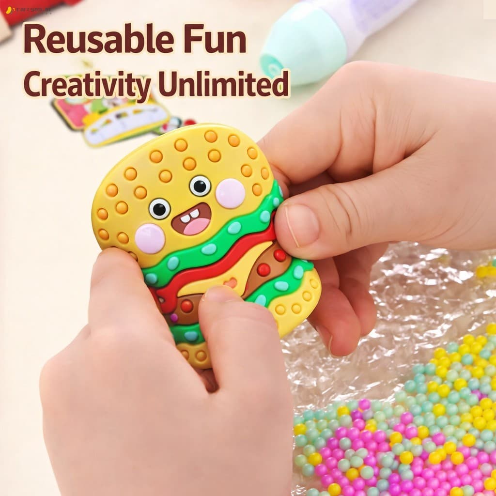 Conjunto De Hambúrguer DIY Dot Pen-Adesivos 3D Brinquedo Interativo Educacional De Contas Coloridas Para Crianças
