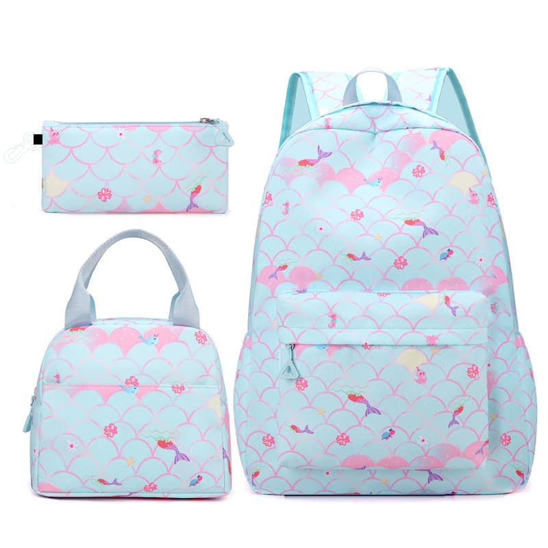Mochila Escolar Infantil Feminina Modelo 2026, Conjunto de Três Peças, Estilo Princesa Moderno e Estampado, Comércio Ext
