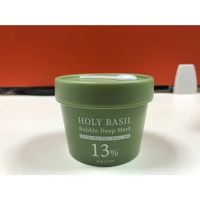 Máscara Profunda de Bolhas HolyBasil – HolyBasil e Água Carbonatada para Poros e Cravos, Máscara Coreana de Argila para