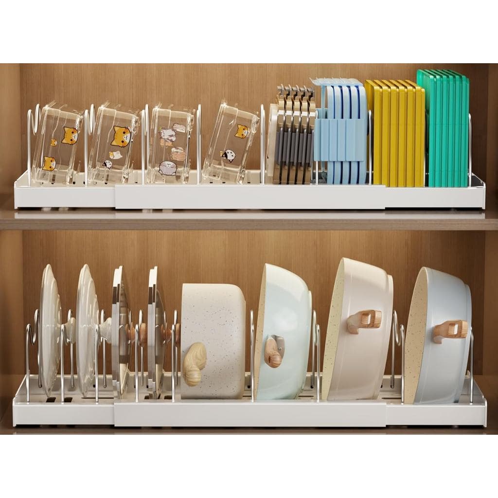 Organizador de panelas e frigideiras para debaixo do armário Mustorn, conjunto de 2 peças, recipiente expansível de 22 p