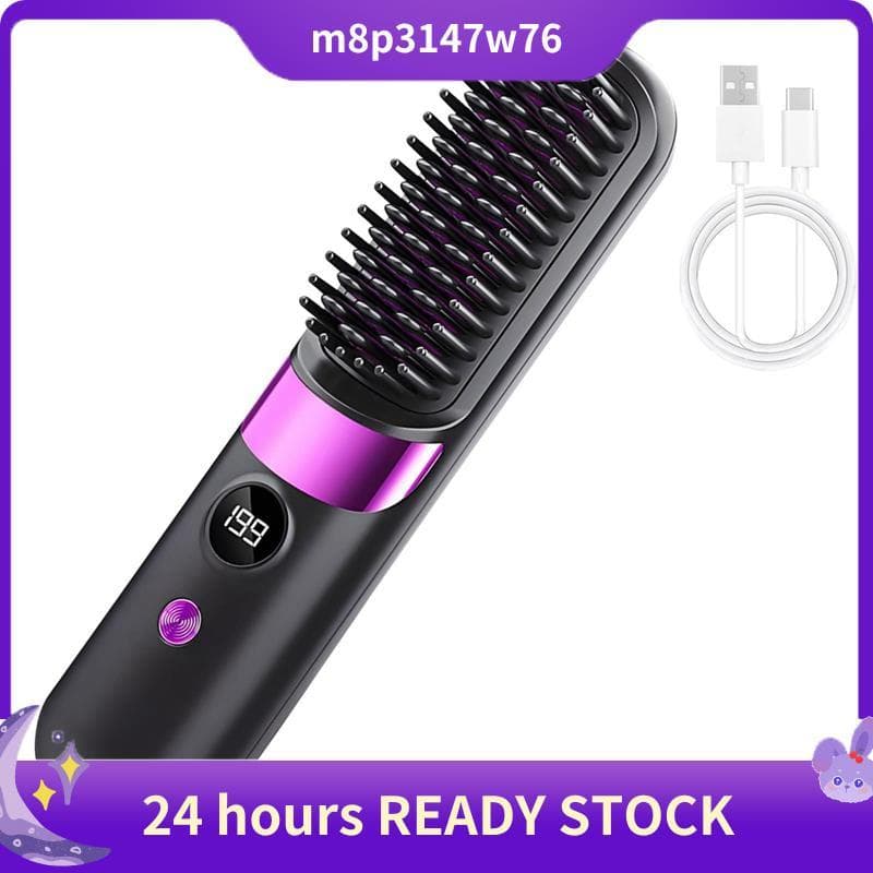 Alisadores De Cabelo Sem Fio Escova Aquecida Portátil Ferramenta De Estilo Viagem Alisamento Com 4 Temperaturas Para Tra
