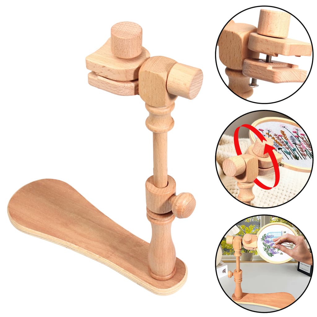 Suporte Portátil Para Aros De Bordado Llittlesunla Aro Rotativo De Madeira Ajustável DIY Rack De Ponto Cruz Bancada De C