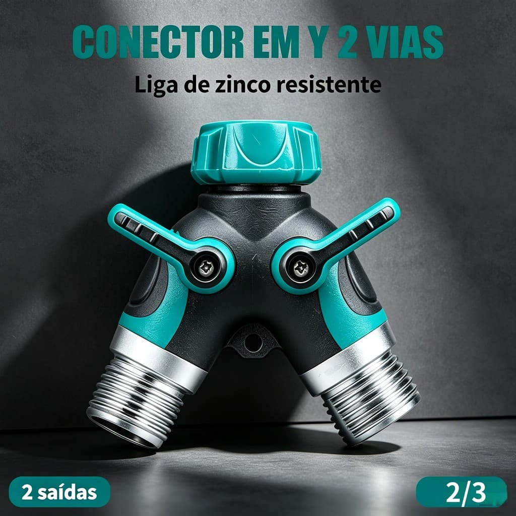 Divisor em Y2 Vias para Torneira 3/4 Anti Vazamento Válvula Separada Kit com Fita Vedante