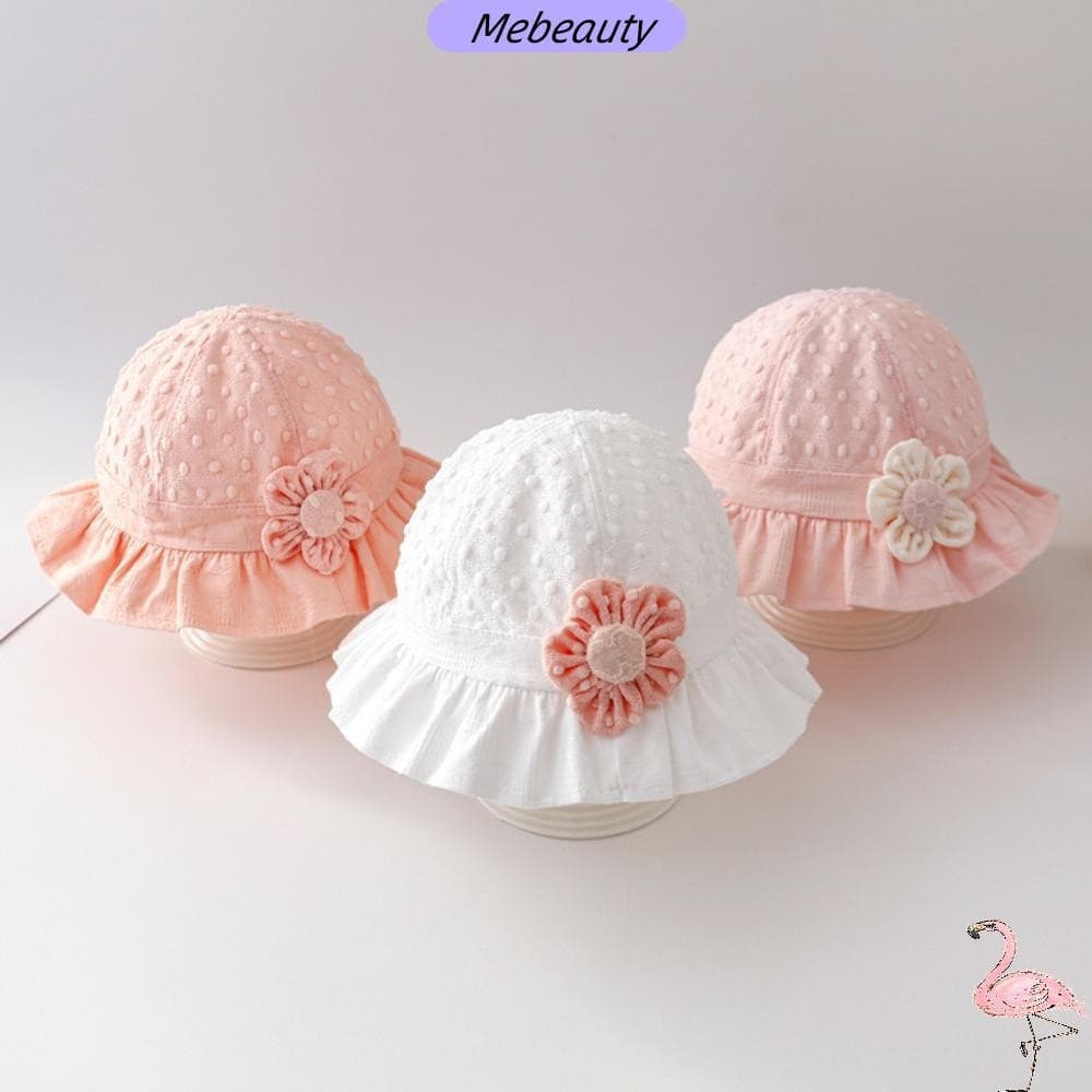 MEBEAUTYBR Chapéu de Sol para Bebê Princesa, Chapéu de Pescador Florido com Proteção UV, Chapéu Fofo com Babados para Be