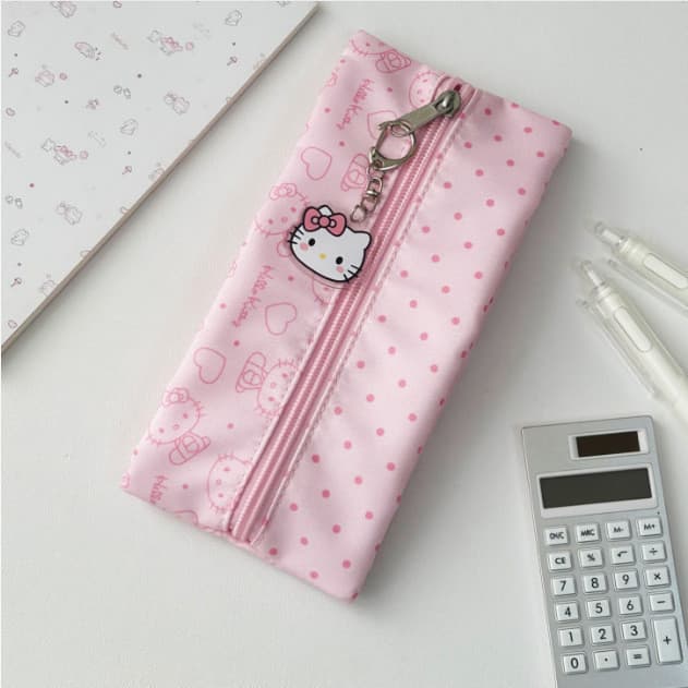 Novo estilo hortelã verde gatinho gato lápis caso bonito KT grande capacidade bolinhas lápis caso estudantes do ensino m