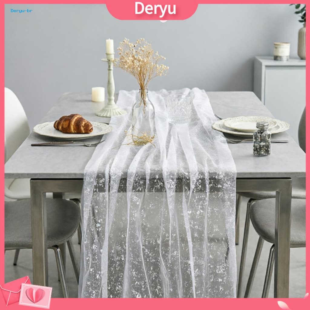 Sheer Table Runner Elegant Tulle – Glittery Flowing Design for Wedding Baby Shower Bridal Home Decor Perfect Party Eve