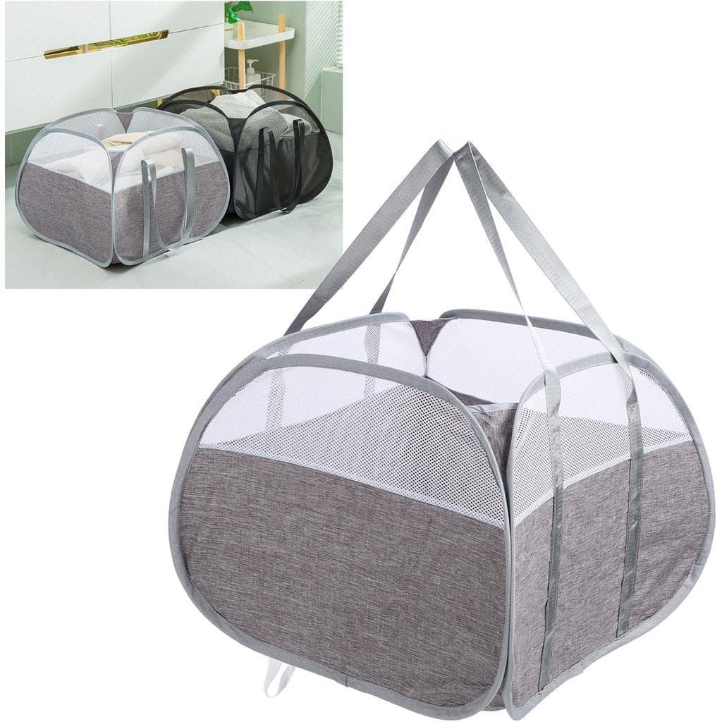 Cesto de Roupa Suja Dobrável em Malha, Capacidade Extra Grande de 90L, Cesto de Roupa Suja Dobrável em Tecido Oxford Ref