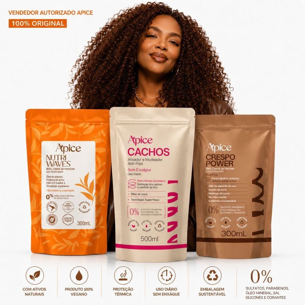 Refil Ápice Original | Escolha a Quantidade e a Versão | Ativador de Cachos, Crespo Power ou Nutri Waves