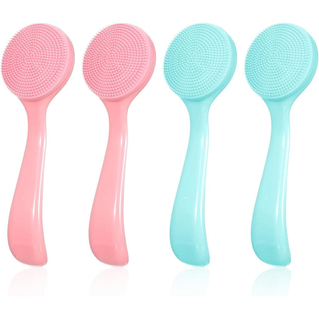 JJUNW Conjunto de 4 Escovas Manuais de Limpeza Facial de Silicone, Escova Esfoliante para Limpeza do Rosto à Prova d'Águ
