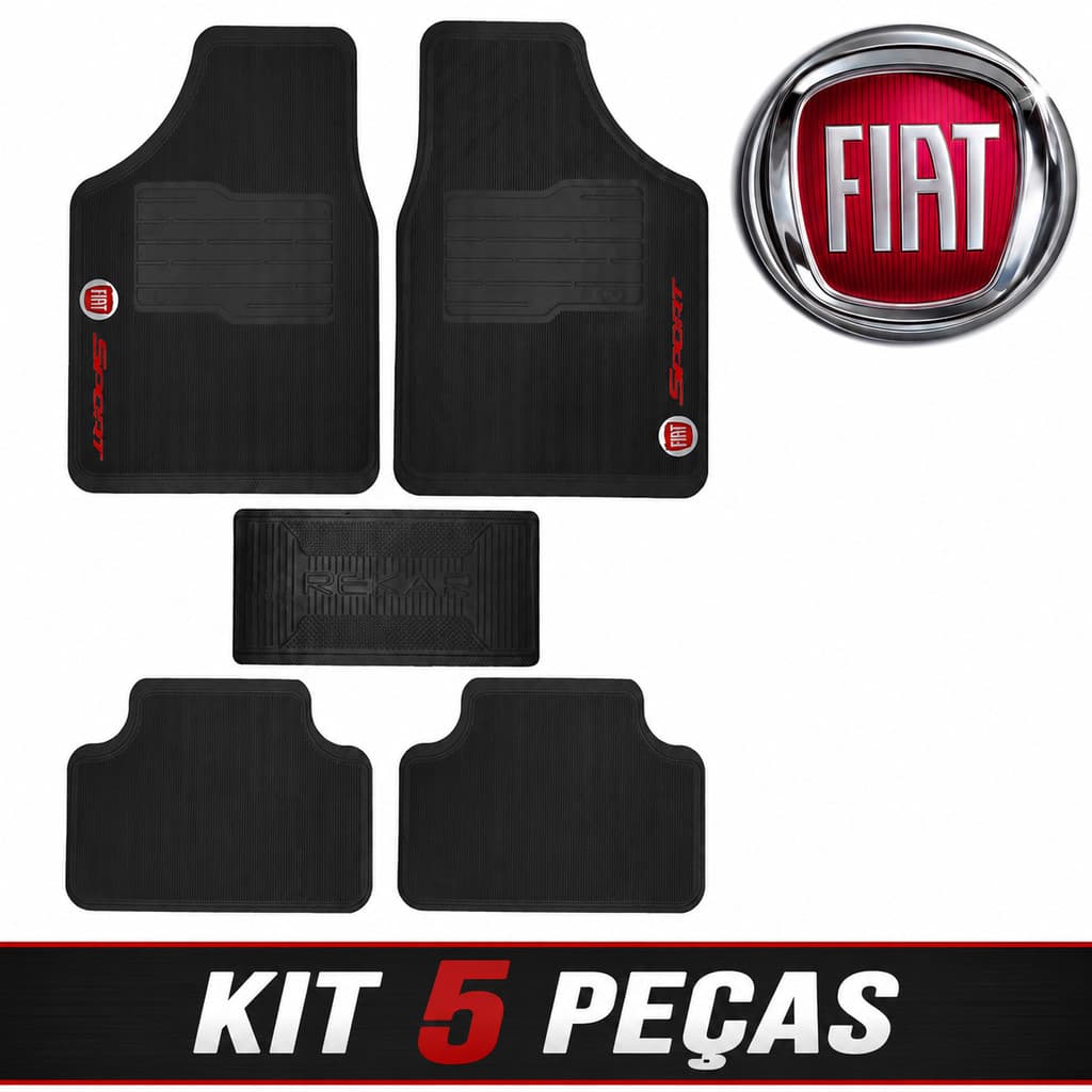 Tapete Borracha Fiat 5 peças Carro Automotivo Palio Uno Argo Siena Mobi Punto Toro Cronos Doblo