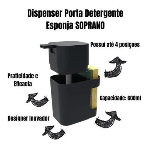 Organizador de Pia Porta Detergente e Esponja Preto