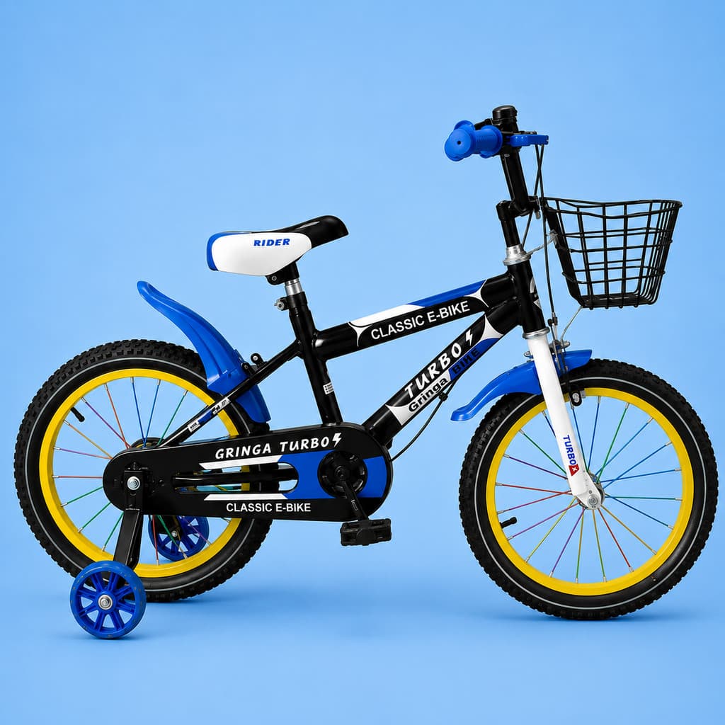 Bicicleta Infantil Menino 5-8 Anos Aro 16 LED + Freio V-Brake + Cestinho + Pneu