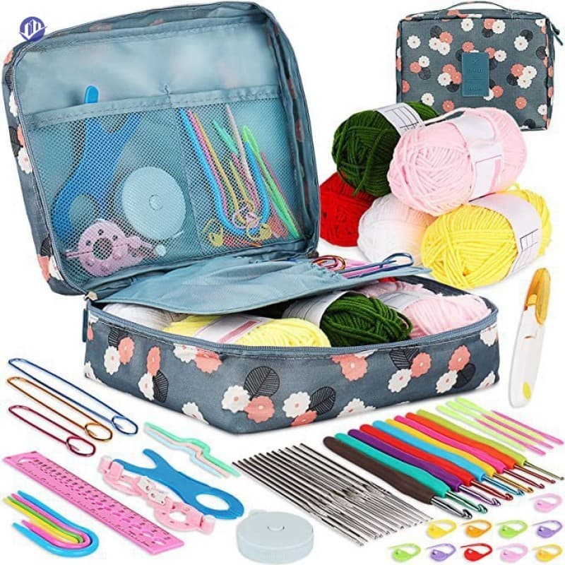 Kit De Crochê De 59 Peças DIY Ferramentas De Tricô De Lã Para Iniciantes Conjunto Completo Portátil