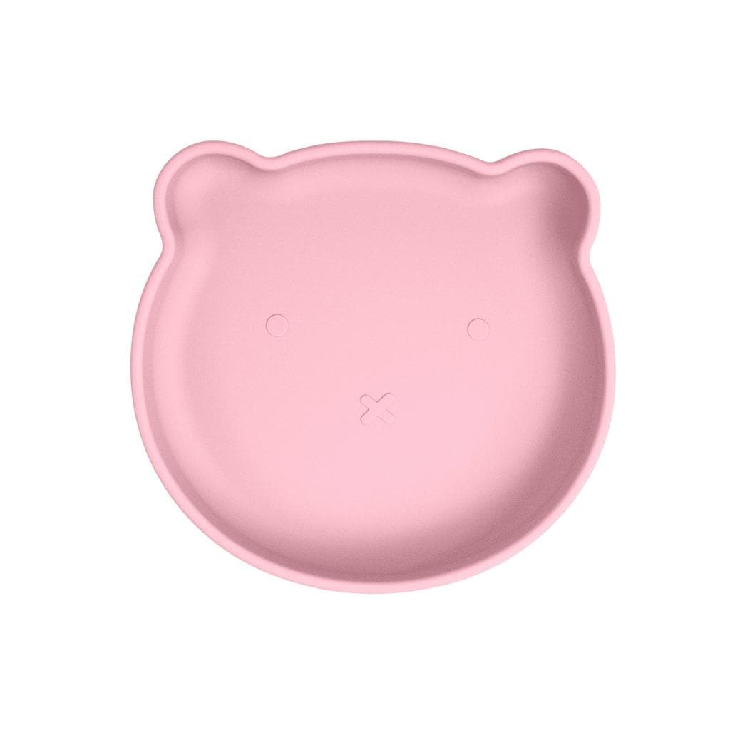 Prato Alimentação Infantil Bebê Freso Baby Silicone Livre BPA Ventosa Forte BLW Urso Rosa