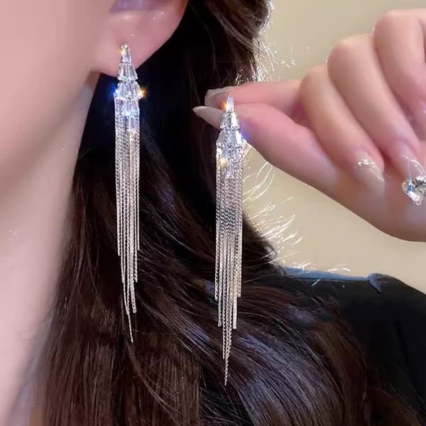 | 【cartelas de brincos feminino】 | kit brinco aço inoxidável ☝Brincos atmosféricos de borla longa 2023 novo estilo de ve
