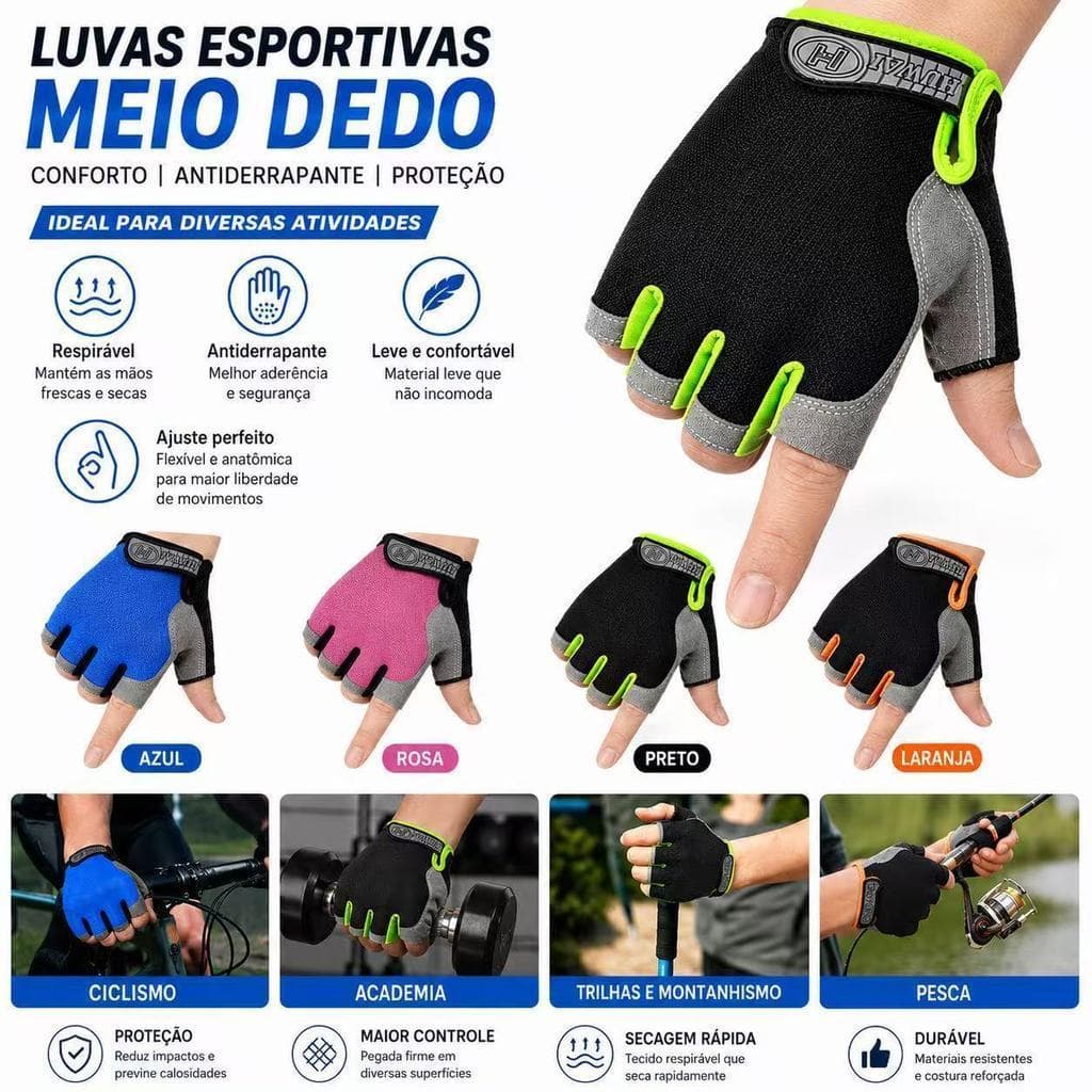 Rm_1 Par Luva Meio Dedo Leve Antiderrapante Para Yoga / Treinamento / Bicicleta / Mountain Bike
