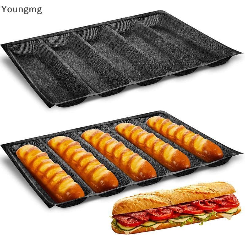 [Youngmg] Assadeira De Pão Francês Antiaderente Com 5 Cavidades Dobrável Soft Design Para Fácil Armazenamento Bandeja De