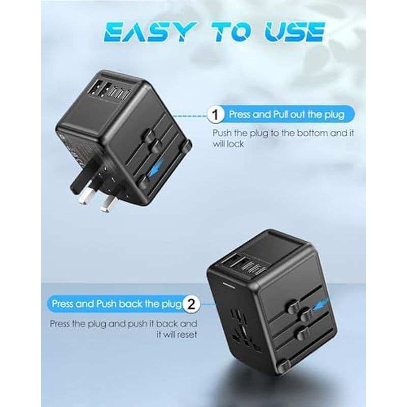 Adaptador de viagem Universal, porta C/A de 30 W 6.0 A 5 USB e soquete CA de 2500 W | Adequado para adaptadores de energ