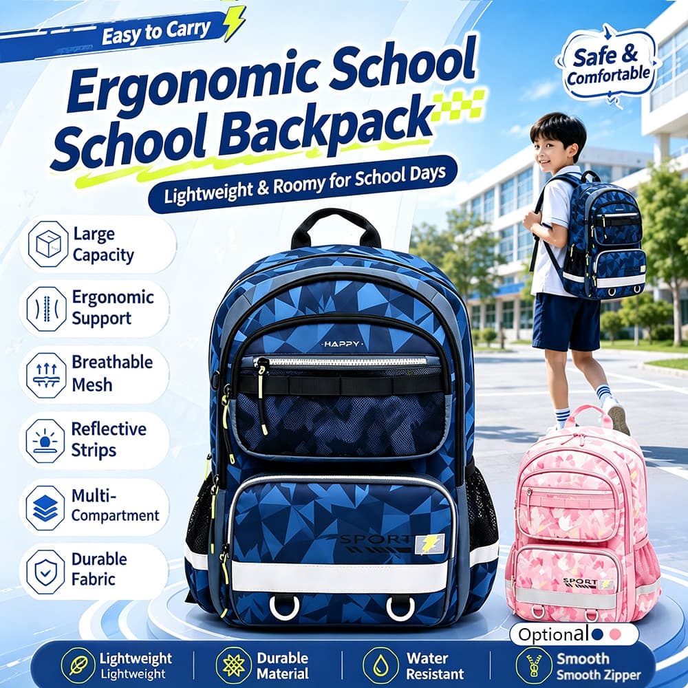 Nova Mochila Escolar Infantil Grau 4-9 Meninos Meninas Proteção Para Coluna Leve Grande Capacidade À Prova D'água Alça D