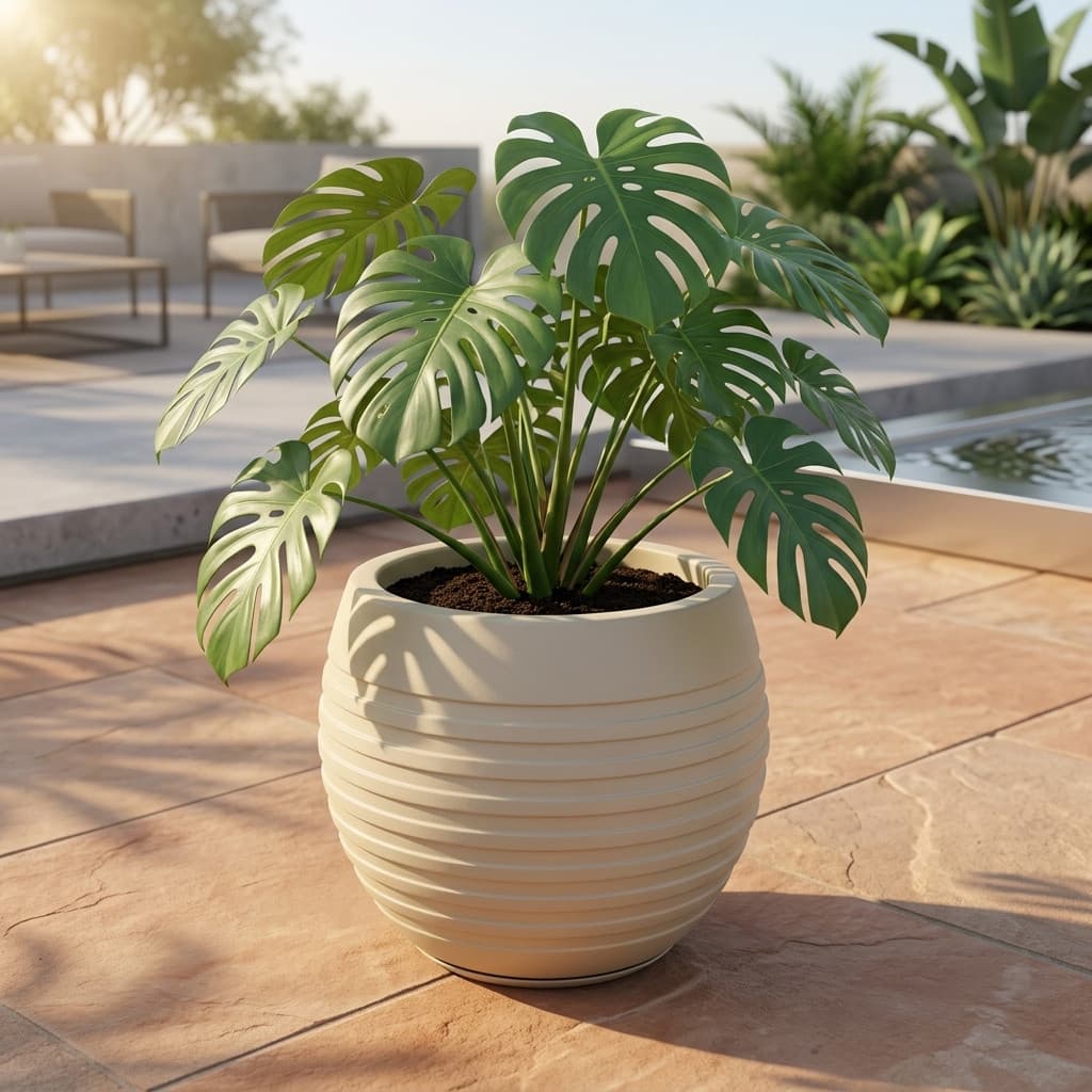 Vaso grande Para Planta flor Decorativo Polietileno luxo Jardim Bojo Frisado Com Prato N4