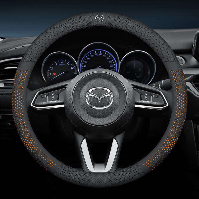 Capa de Volante Ultrafina para Carro, Couro Ultrafino Antiderrapante e Absorvente de Suor para Mazda 2 3 CX5 CX30 CX8 Ma