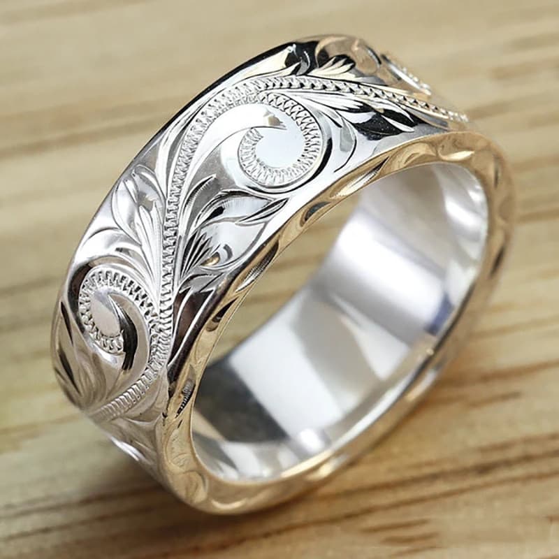 Anel de ramo em relevo simples feminino - liga banhada a ouro, presente