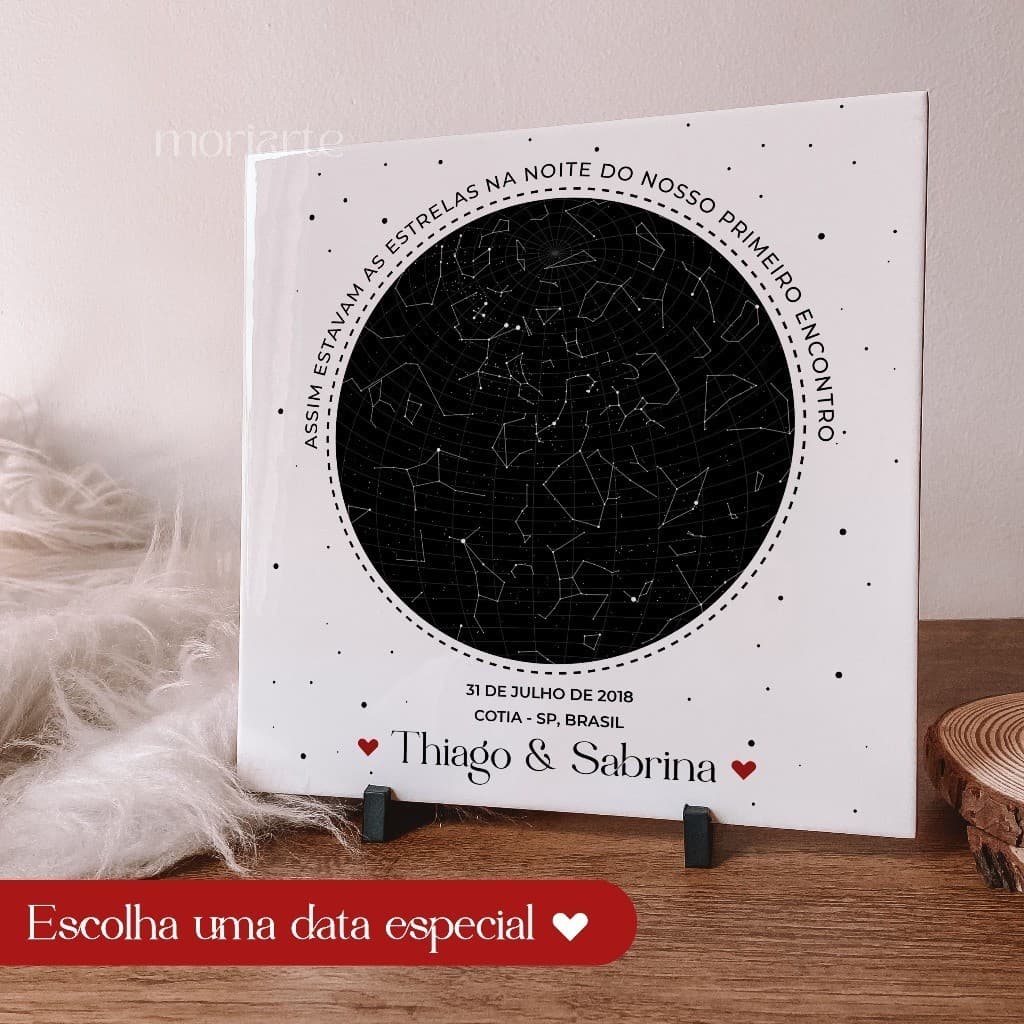 Presente personalizado namorados, Azulejo personalizado mapa das estrelas, quadro mapa das estrelas, presente namorados