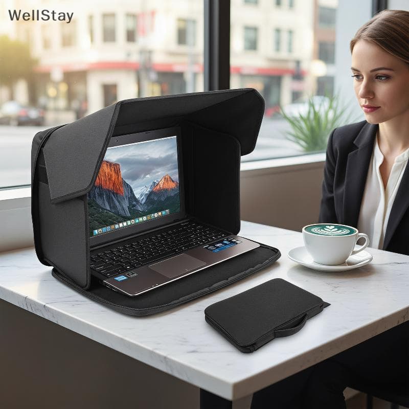 [WellStay] Protetor Solar Dobrável Antirreflexo Para Laptop , Capa Portátil Tela De Privacidade , Cabe Em Notebooks De 1