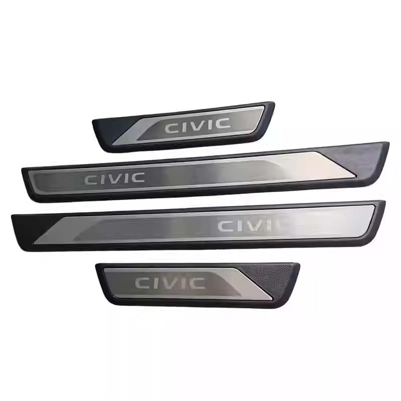 Aço Inoxidável Guarnição de Soleira Proteção de Porta de Carro para Honda Civic, Conjunto de 4 peças