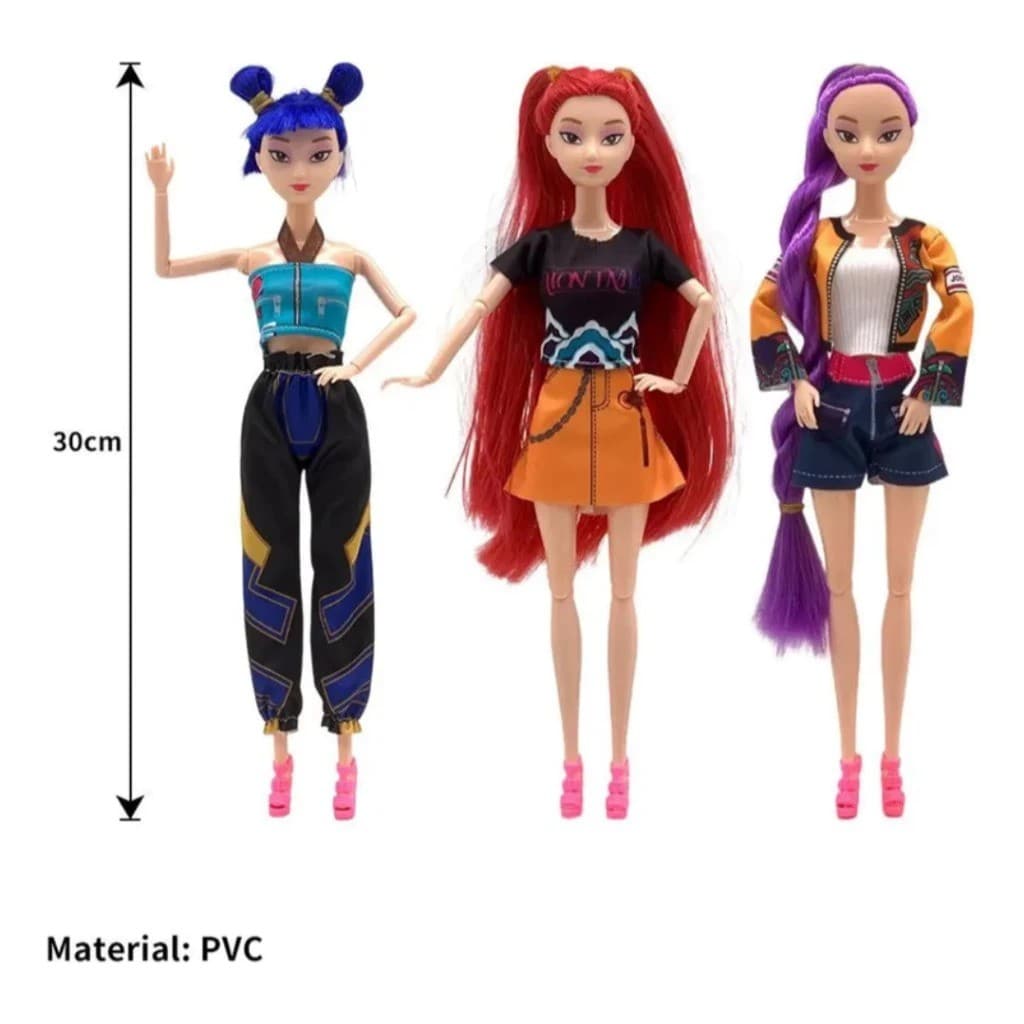 Bonecas Guerreiras do K-Pop Figura de Ação Rumi Mira Zoey Articulada Brilhante Cabelos Coloridos Presente