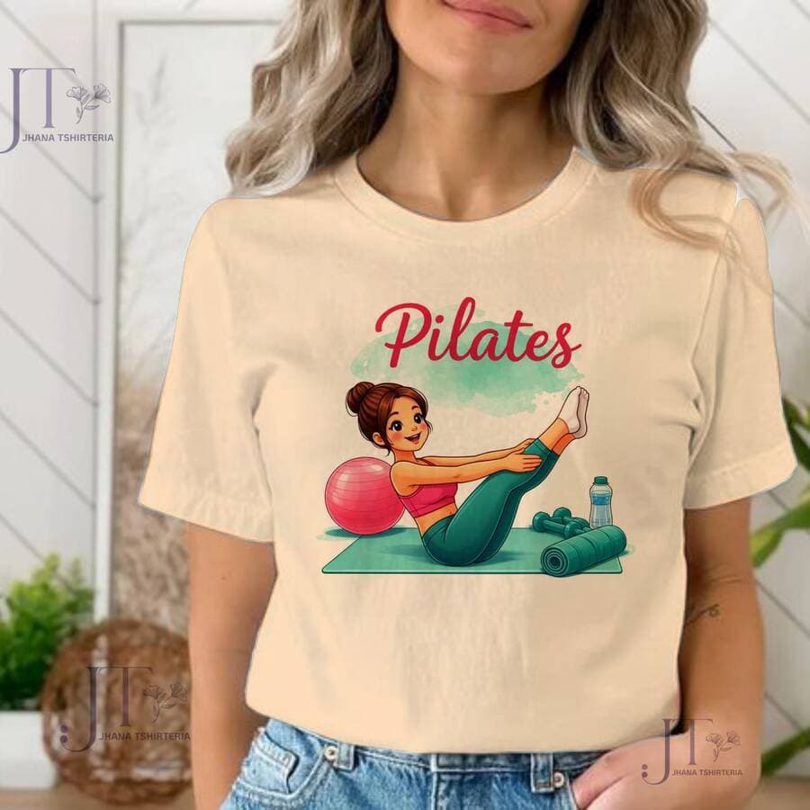Blusa feminina MULHER PILATES,BOLA ROSA,MODA CASUAL