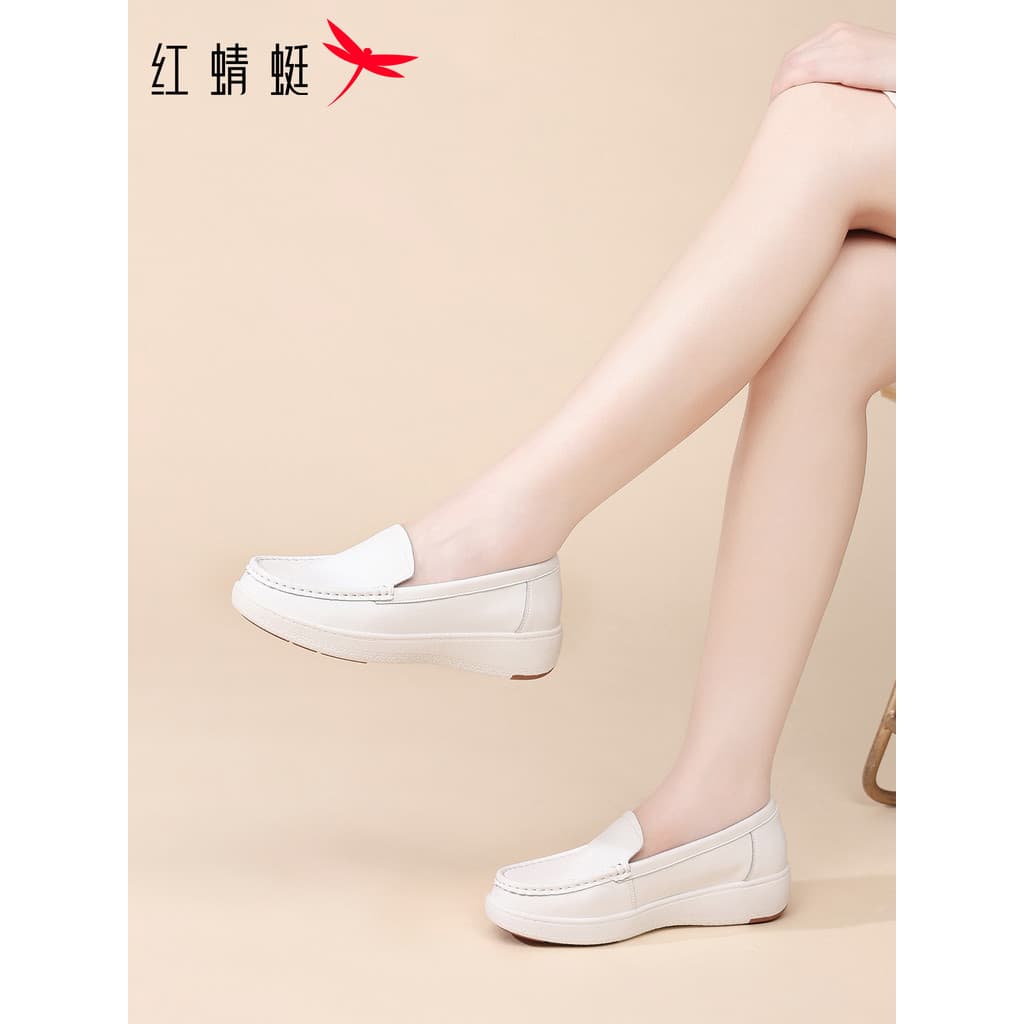 Libélula vermelha sapatos femininos novo estilo sapatos de enfermeira sola macia respirável não cansado senhoras desliza