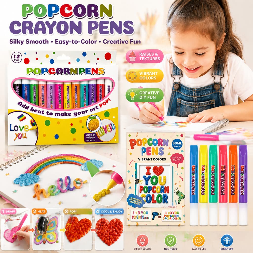 Conjunto De Desenho De Lápis De Pipoca 12/6 Unidades , Marcadores De Cor Fáceis E Suaves Sedosos , Decoração Artesanal D