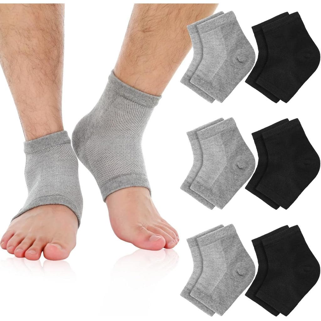 6 Pares de Meias Hidratantes para Calcanhares Masculinos, Meias de Gel Sem Dedos para Calcanhares Rachados, Pés Secos e