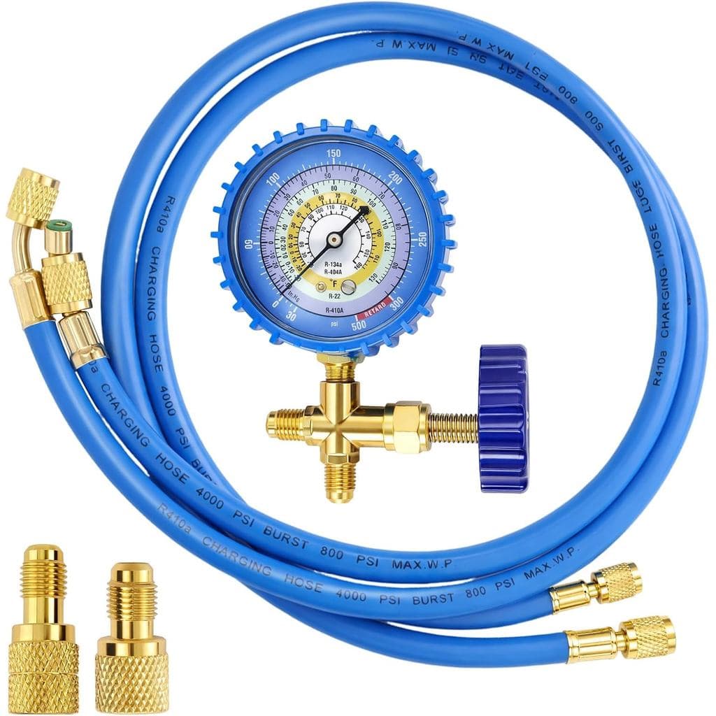 Kit de Recarga de Ar Condicionado com Manômetro, Kit de Mangueira para Carga de Refrigerante R410A R134A R22, Conjunto d
