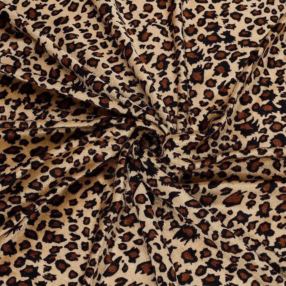 FINFERINSPIRE Tecido Velboa com Estampa de Leopardo de 2,1 Jardas (66,9 polegadas de largura), Tecido de Poliéster Choco