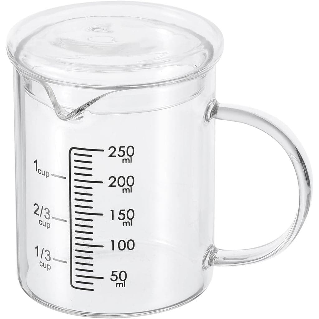 Copo Medidor de Vidro Patikil 250ml, Vidro Borossilicato 3.3 Graduado com Escala Impressa em Preto, Copo Medidor de Líqu